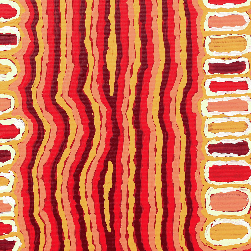 Aboriginal Artwork by Lorraine Napangardi Wheeler, Lukarrara Jukurrpa (Desert Fringe-rush Seed Dreaming), 30x30cm