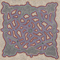 Aboriginal Artwork by Louise Nangala Egan, Ngapa Jukurrpa (Water Dreaming) - Puyurru, 107x107cm