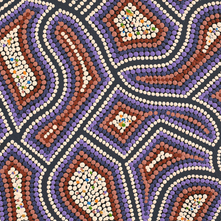 Aboriginal Artwork by Louise Nangala Egan, Ngapa Jukurrpa (Water Dreaming) - Puyurru, 107x107cm