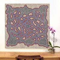 Aboriginal Artwork by Louise Nangala Egan, Ngapa Jukurrpa (Water Dreaming) - Puyurru, 107x107cm