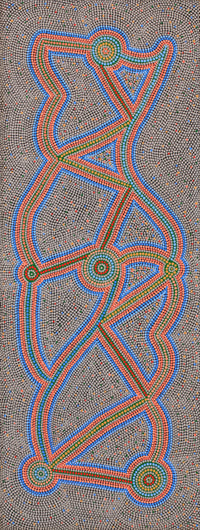 Aboriginal Artwork by Louise Nangala Egan, Ngapa Jukurrpa (Water Dreaming) - Puyurru, 122x46cm