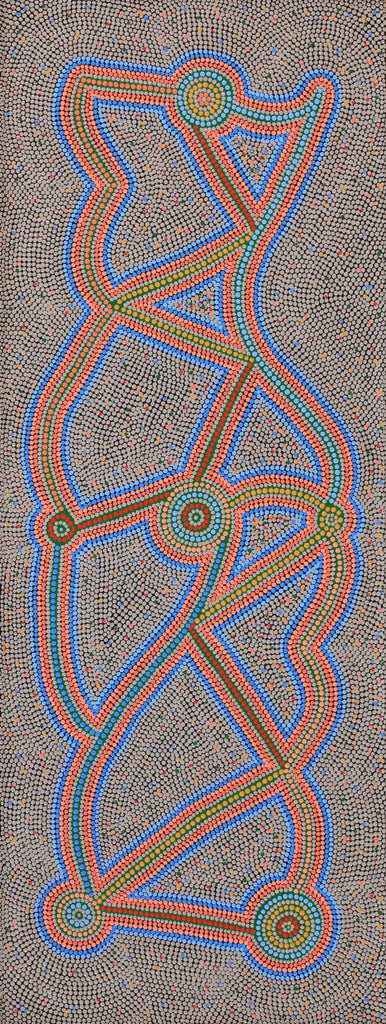 Aboriginal Artwork by Louise Nangala Egan, Ngapa Jukurrpa (Water Dreaming) - Puyurru, 122x46cm