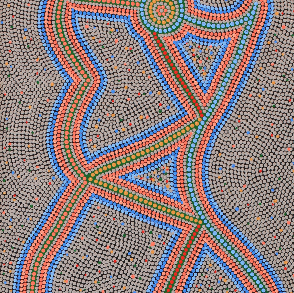 Aboriginal Art by Louise Nangala Egan, Ngapa Jukurrpa (Water Dreaming) - Puyurru, 122x46cm - ART ARK®