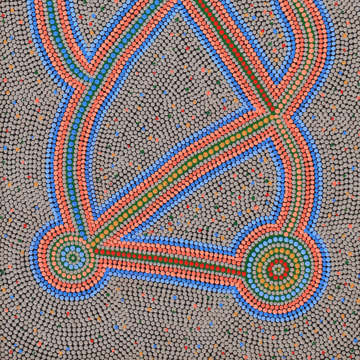 Aboriginal Art by Louise Nangala Egan, Ngapa Jukurrpa (Water Dreaming) - Puyurru, 122x46cm - ART ARK®