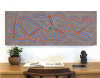 Aboriginal Artwork by Louise Nangala Egan, Ngapa Jukurrpa (Water Dreaming) - Puyurru, 122x46cm