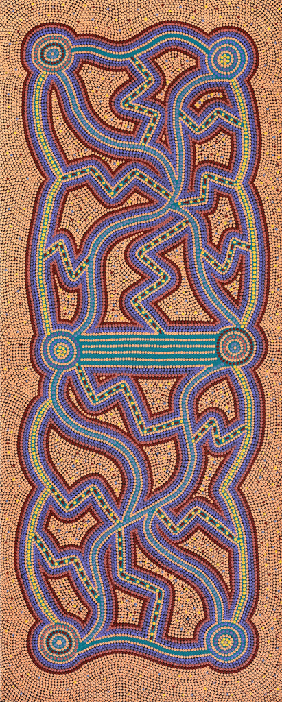 Aboriginal Artwork by Louise Nangala Egan, Ngapa Jukurrpa (Water Dreaming) - Puyurru, 152x61cm