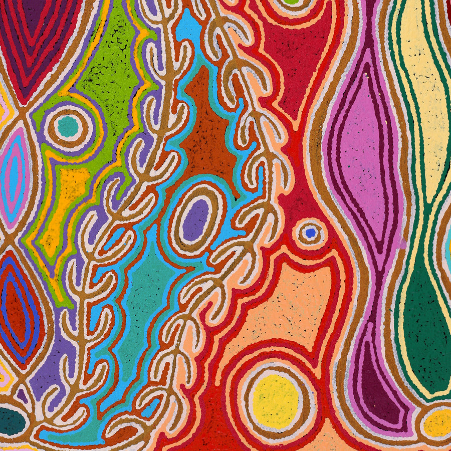 Aboriginal Artwork by Louise Napangardi Watson, Mina Mina Jukurrpa, 76x46cm