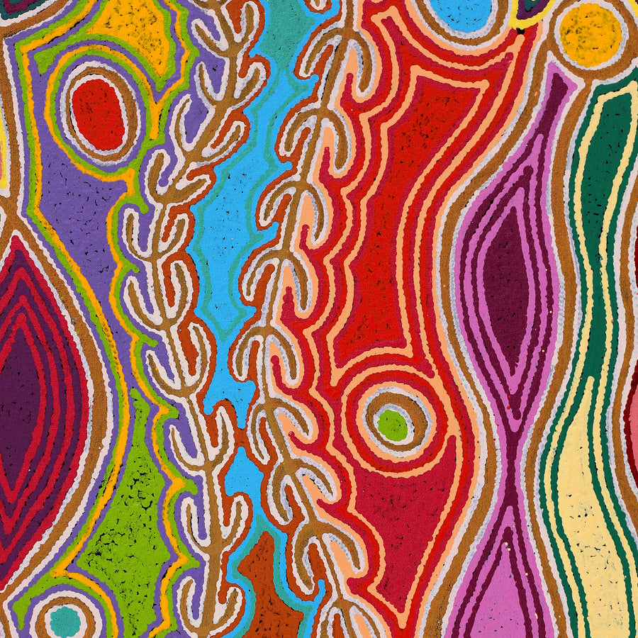 Aboriginal Artwork by Louise Napangardi Watson, Mina Mina Jukurrpa, 76x46cm