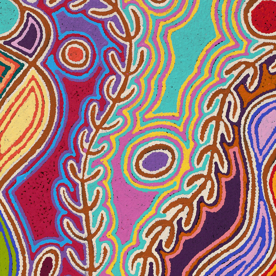 Aboriginal Artwork by Louise Napangardi Watson, Mina Mina Jukurrpa, 76x46cm