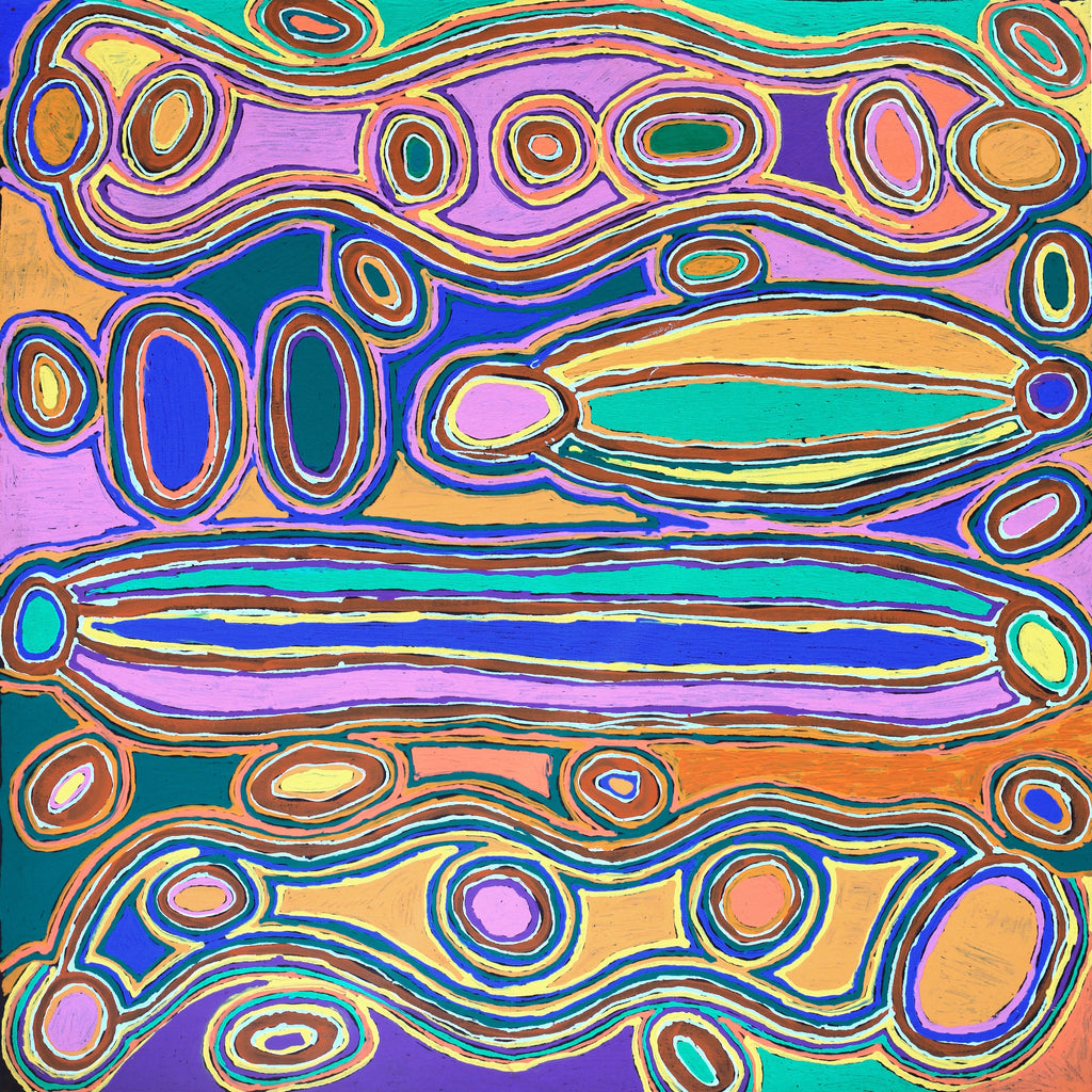 Aboriginal Artwork by Louise Napangardi Dickson, Mina Mina Dreaming - Ngalyipi, 76x76cm