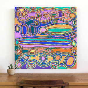 Aboriginal Art by Louise Napangardi Dickson, Mina Mina Dreaming - Ngalyipi, 76x76cm - ART ARK®