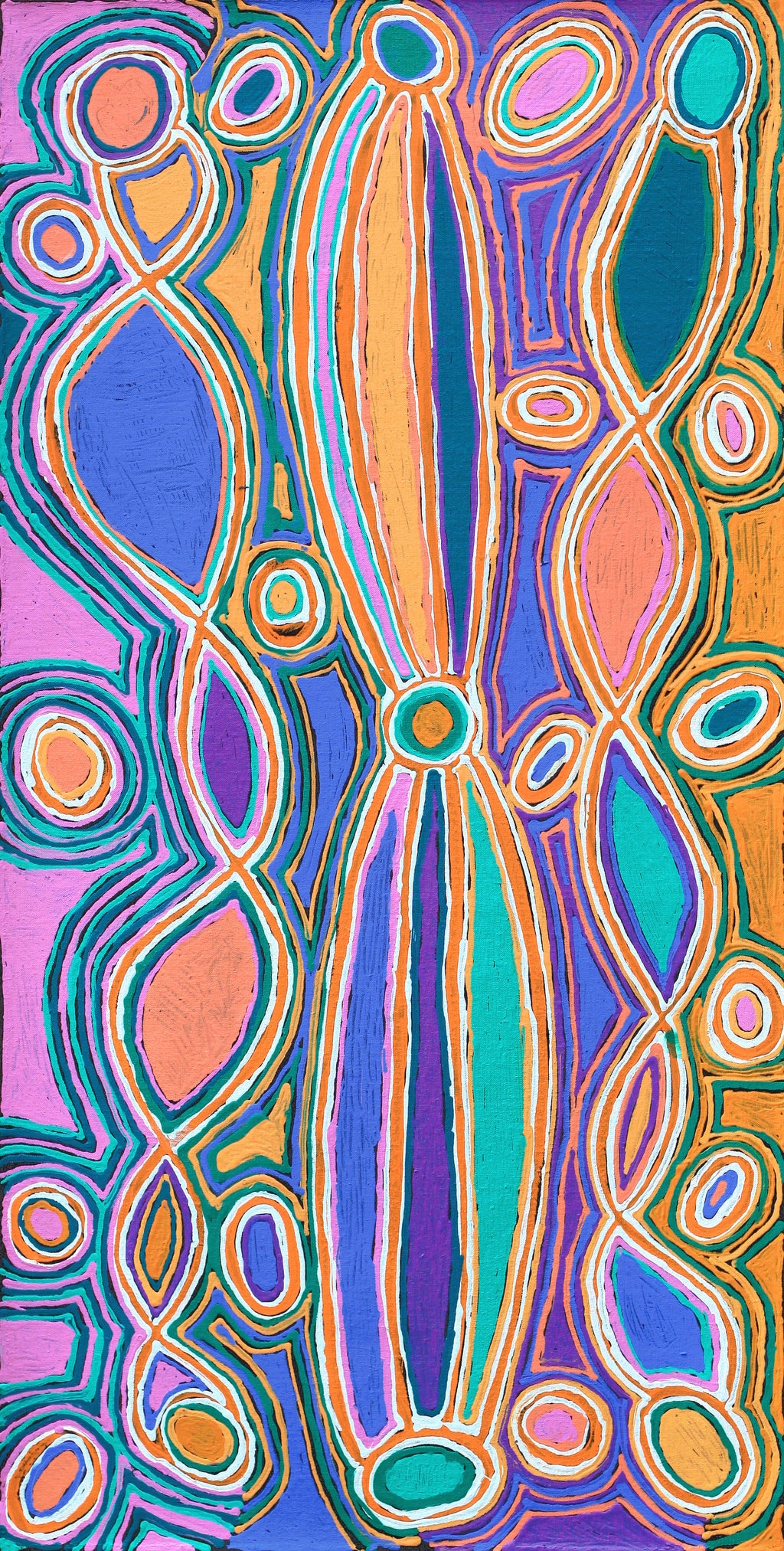 Aboriginal Artwork by Louise Napangardi Dickson, Mina Mina Dreaming - Ngalyipi, 91x46cm
