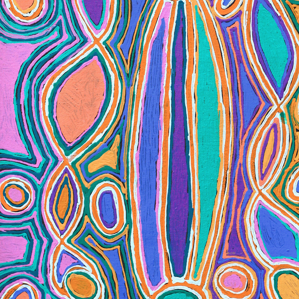 Aboriginal Artwork by Louise Napangardi Dickson, Mina Mina Dreaming - Ngalyipi, 91x46cm - ART ARK®