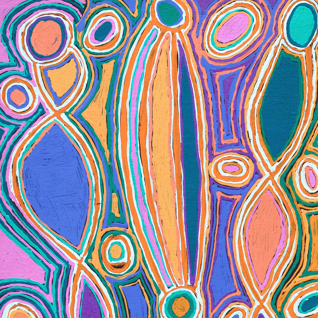 Aboriginal Artwork by Louise Napangardi Dickson, Mina Mina Dreaming - Ngalyipi, 91x46cm