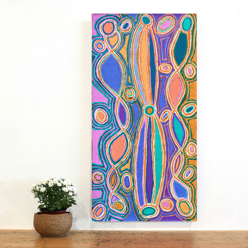 Aboriginal Artwork by Louise Napangardi Dickson, Mina Mina Dreaming - Ngalyipi, 91x46cm