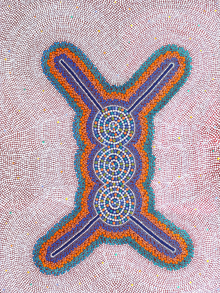 Aboriginal Artwork by Louise Nangala Egan, Ngapa Jukurrpa (Water Dreaming) - Puyurru, 61x46cm