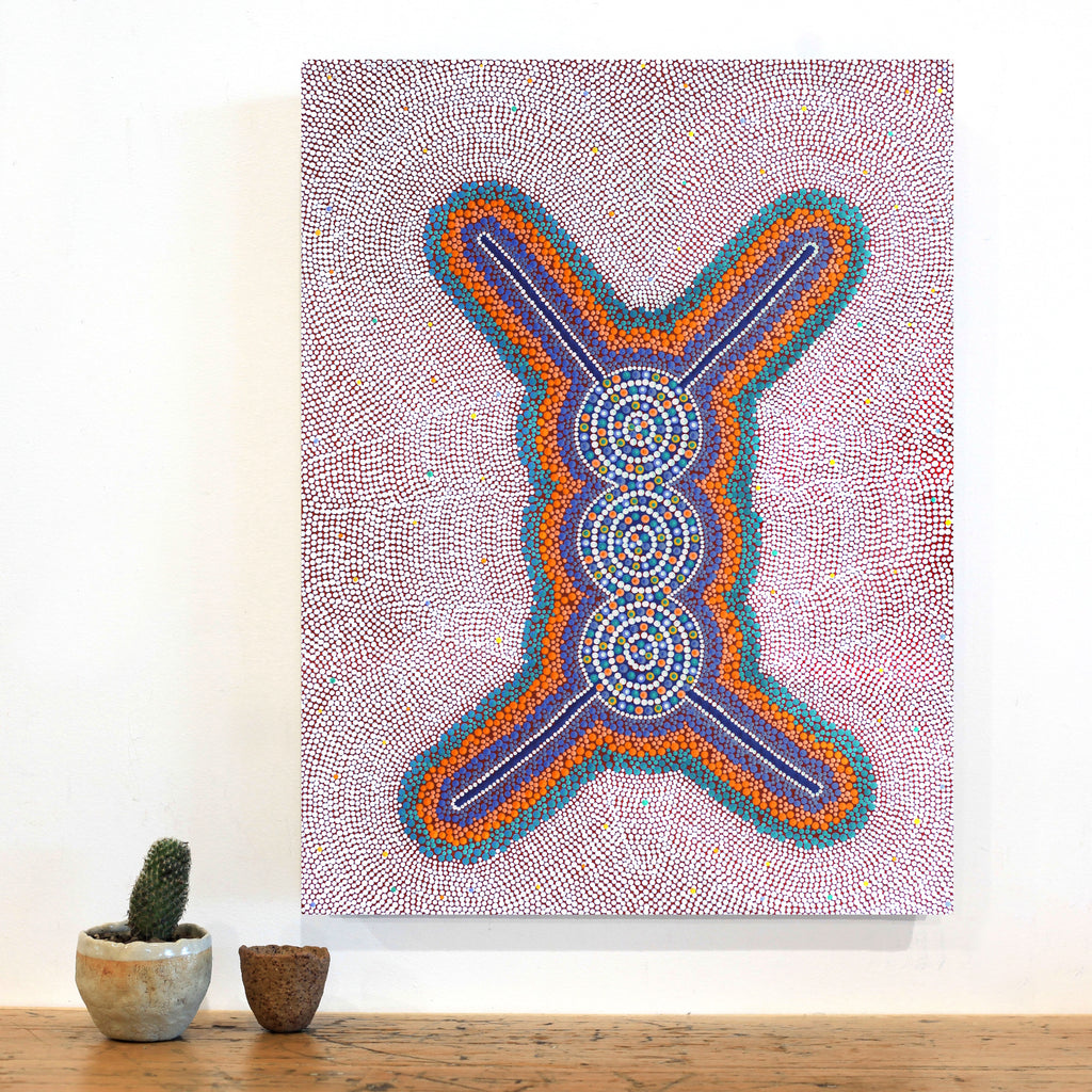 Aboriginal Artwork by Louise Nangala Egan, Ngapa Jukurrpa (Water Dreaming) - Puyurru, 61x46cm - ART ARK®
