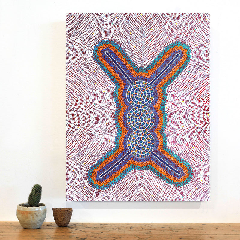 Aboriginal Artwork by Louise Nangala Egan, Ngapa Jukurrpa (Water Dreaming) - Puyurru, 61x46cm