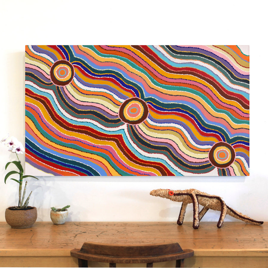 Aboriginal Artwork by Lucinda Gibson, Piparr Tjukurrpa, 122x71cm