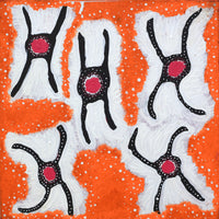 Aboriginal Artwork by Lucky Nampijinpa Langdon, Watiya-warnu Jukurrpa (Seed Dreaming), 30x30cm