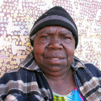 Aboriginal Artwork by Lucky Nampijinpa Langdon, Watiya-warnu Jukurrpa (Seed Dreaming), 46x46cm