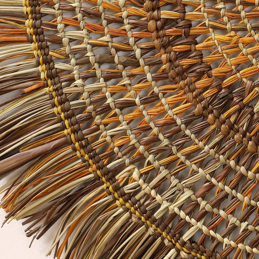 Aboriginal Artwork by Lucy Wanapuyungu, Gapuwiyak - Woven Mat 67cm
