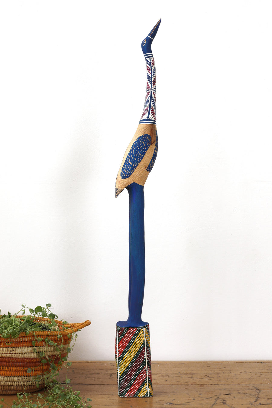 Aboriginal Artwork by Luke Djalagarrarra, Blue Bird Sculpture, 88cm
