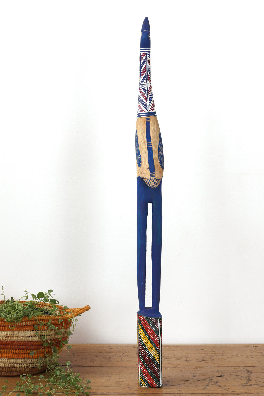 Aboriginal Artwork by Luke Djalagarrarra, Blue Bird Sculpture, 88cm