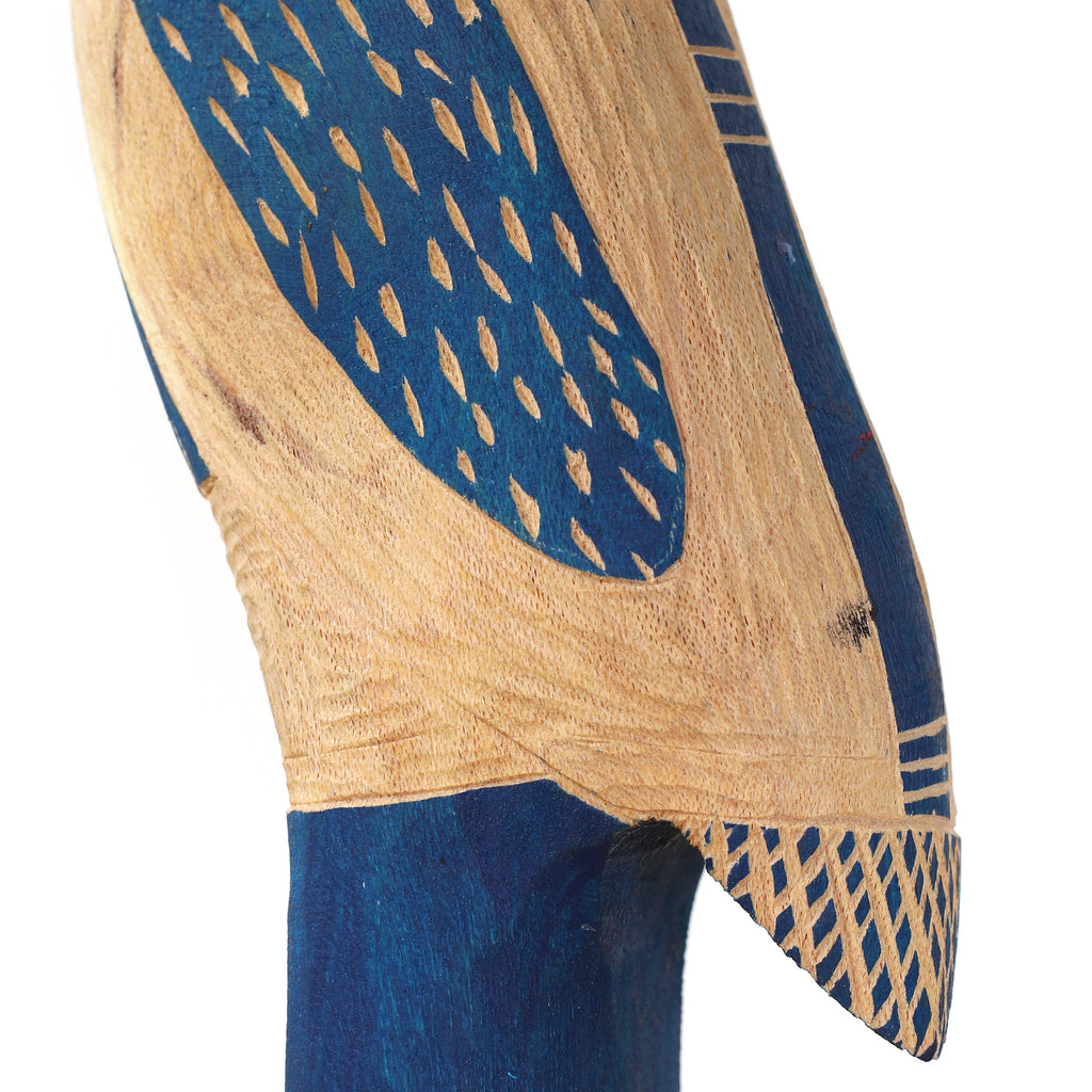 Aboriginal Artwork by Luke Djalagarrarra, Blue Bird Sculpture, 88cm