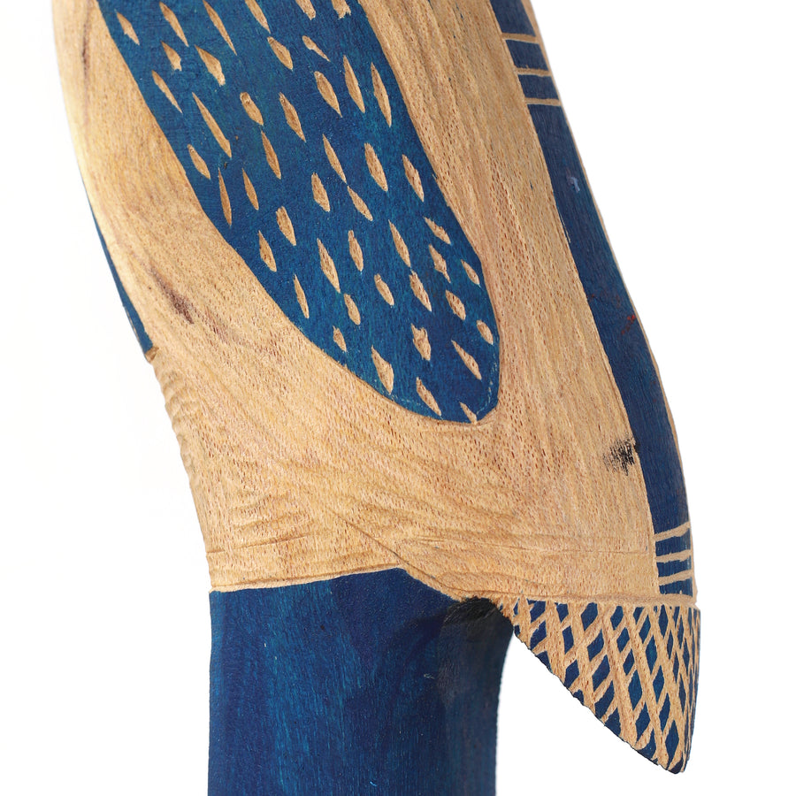 Aboriginal Artwork by Luke Djalagarrarra, Blue Bird Sculpture, 88cm