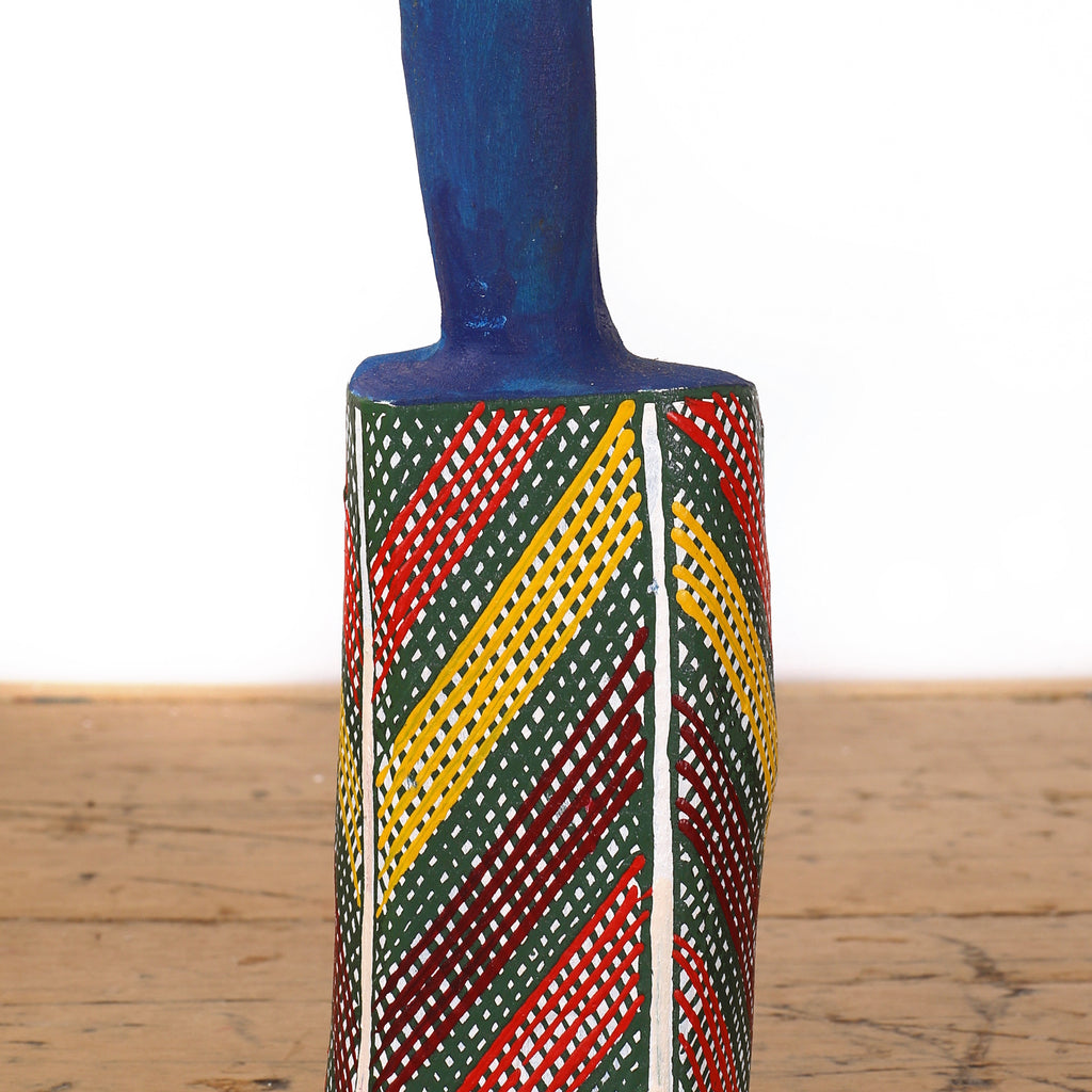 Aboriginal Artwork by Luke Djalagarrarra, Blue Bird Sculpture, 88cm