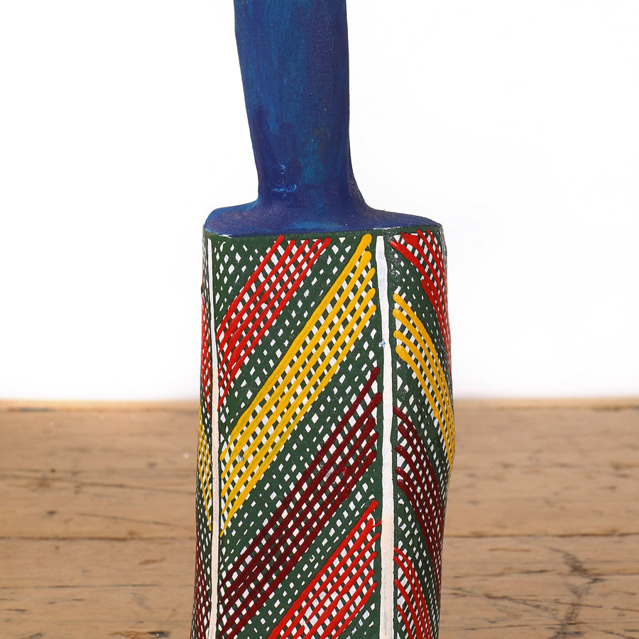 Aboriginal Artwork by Luke Djalagarrarra, Blue Bird Sculpture, 88cm