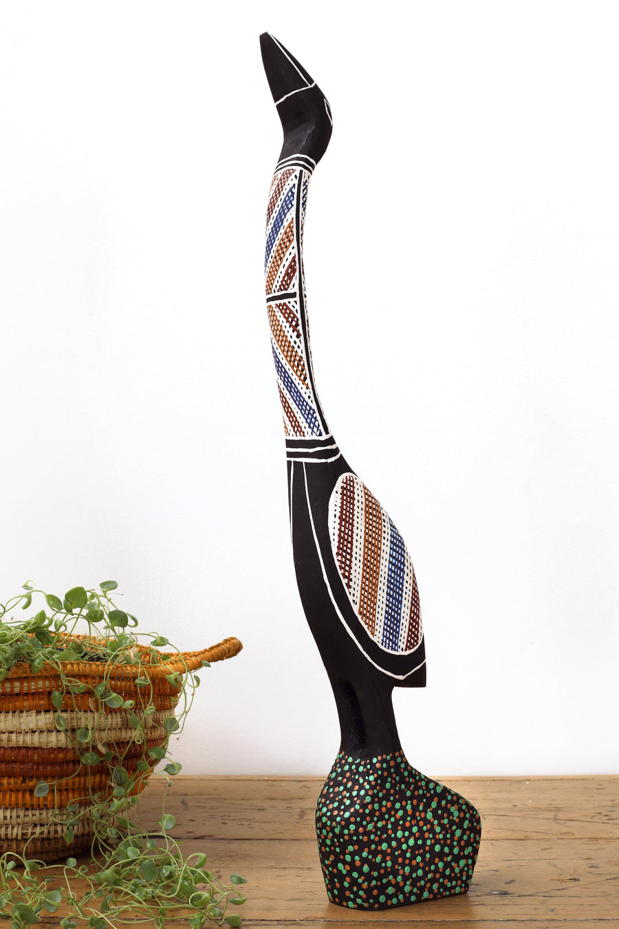 Aboriginal Artwork by Luke Djalagarrarra, Diving Duck Sculpture, 49cm