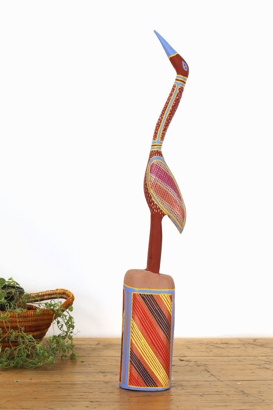 Aboriginal Artwork by Luke Djalagarrarra, Carved Bird Sculpture, 63cm