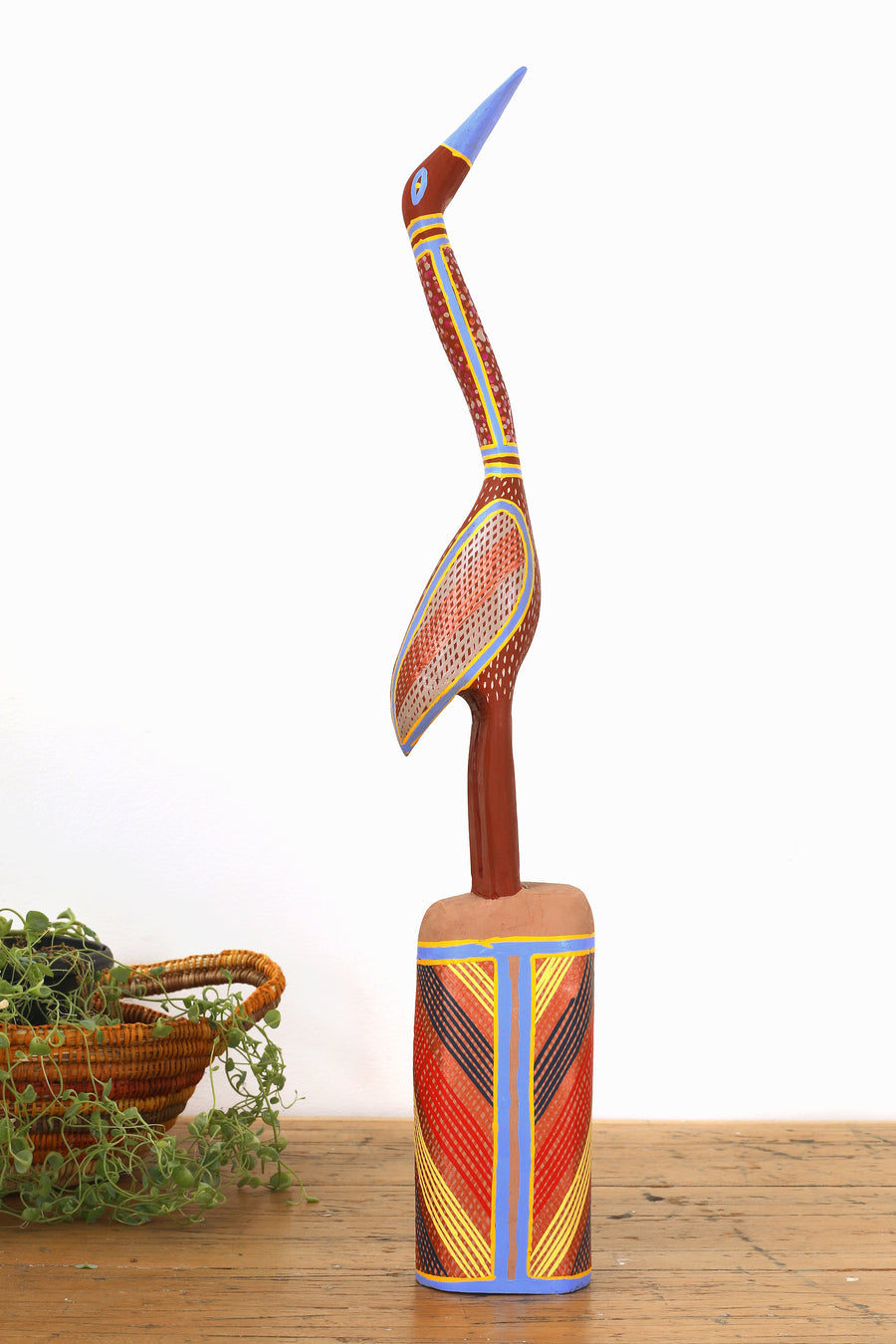 Aboriginal Artwork by Luke Djalagarrarra, Carved Bird Sculpture, 63cm