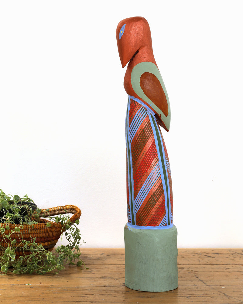 Aboriginal Artwork by Luke Djalagarrarra, Carved Bird Sculpture, 56cm