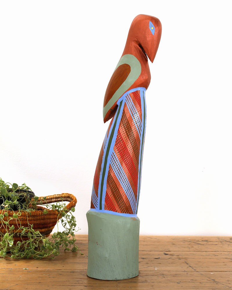 Aboriginal Artwork by Luke Djalagarrarra, Carved Bird Sculpture, 56cm