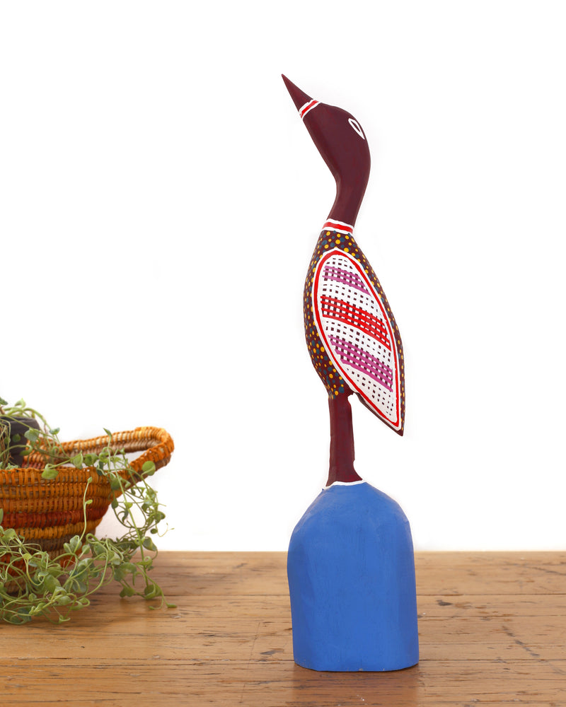 Aboriginal Artwork by Luke Djalagarrarra, Carved Bird Sculpture, 37cm