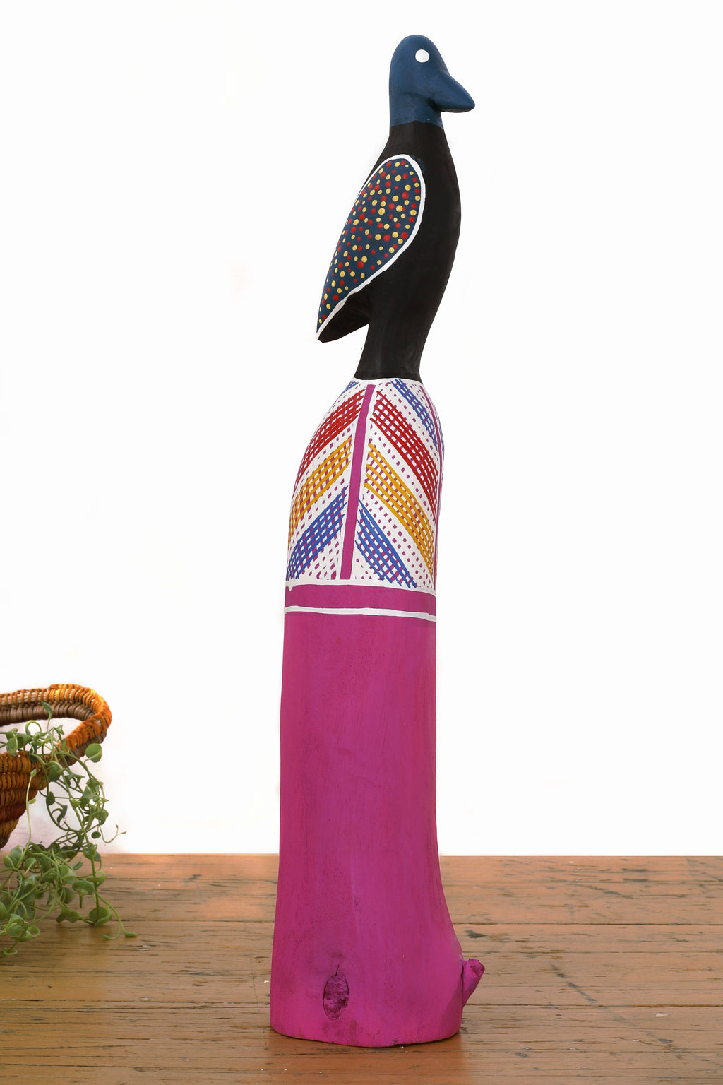 Aboriginal Artwork by Luke Djalagarrarra, Carved Bird Sculpture, 52cm