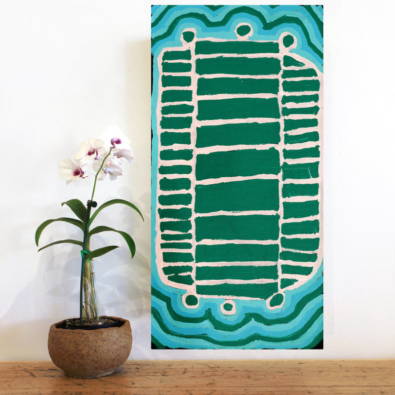 Aboriginal Artwork by Lulu Gibson Nakamarra, Malikijarra Jukurrpa, 61x30cm