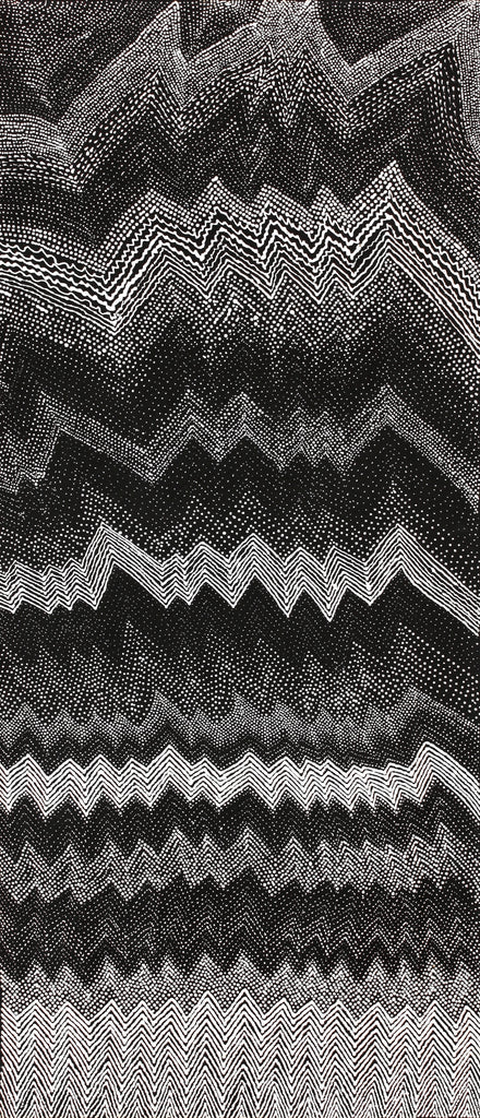 Aboriginal Artwork by Lyn Napangardi Ward, Ngapa Jukurrpa - Pirlinyarnu, 107x46cm