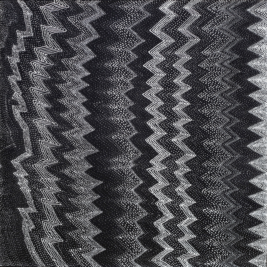 Aboriginal Artwork by Lyn Napangardi Ward, Ngapa Jukurrpa - Pirlinyarnu, 76x76cm