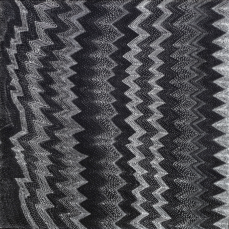 Aboriginal Artwork by Lyn Napangardi Ward, Ngapa Jukurrpa - Pirlinyarnu, 76x76cm