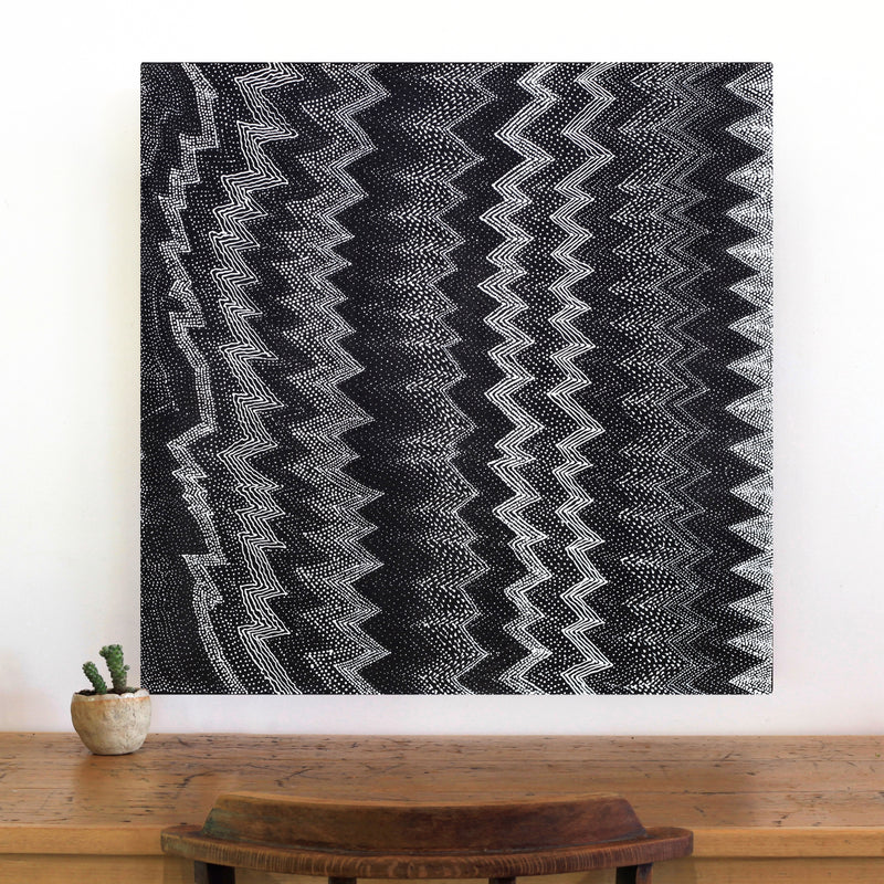 Aboriginal Artwork by Lyn Napangardi Ward, Ngapa Jukurrpa - Pirlinyarnu, 76x76cm