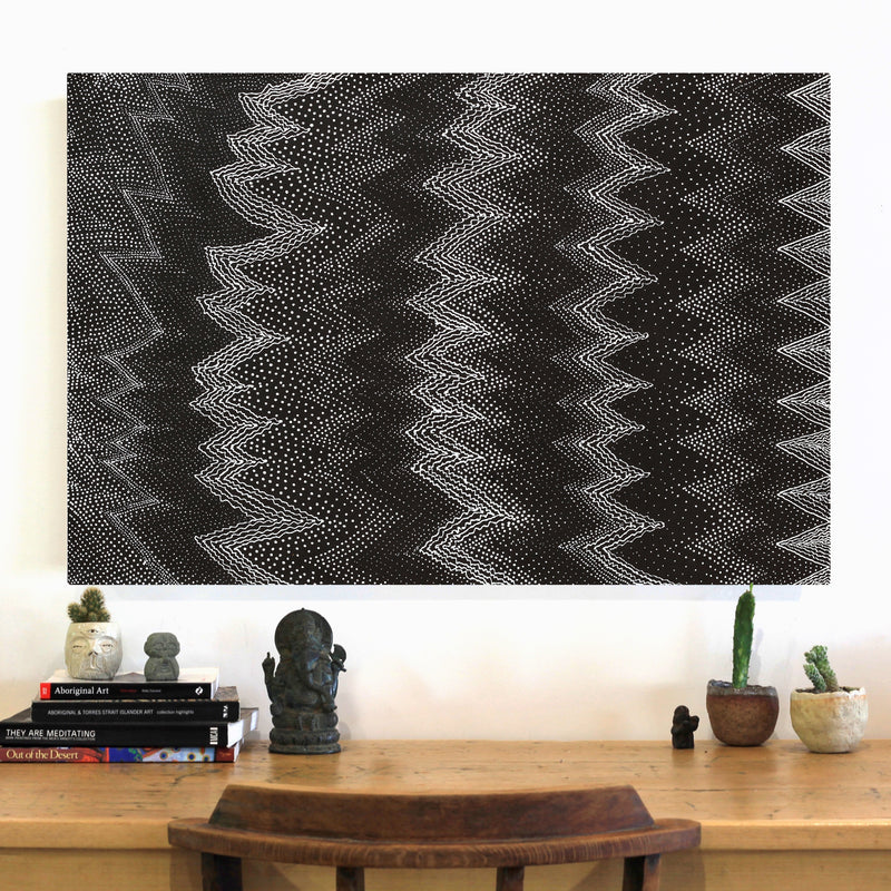 Aboriginal Artwork by Lyn Napangardi Ward, Ngapa Jukurrpa - Pirlinyarnu, 91x61cm