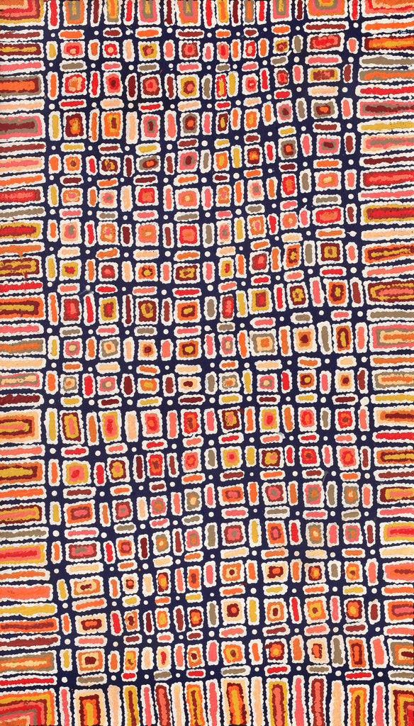 Aboriginal Artwork by Lynette Nangala Singleton, Ngapa Jukurrpa - Puyurru, 107x61cm
