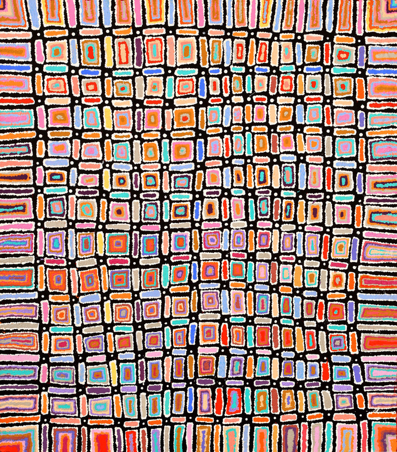 Aboriginal Artwork by Lynette Nangala Singleton, Ngapa Jukurrpa - Puyurru, 122x107cm