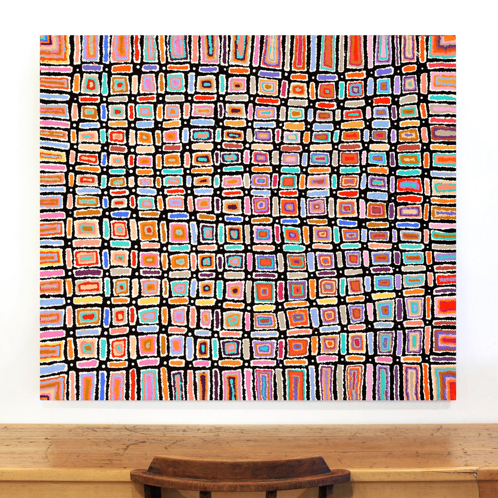 Aboriginal Artwork by Lynette Nangala Singleton, Ngapa Jukurrpa - Puyurru, 122x107cm