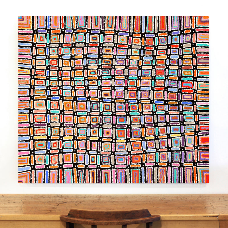 Aboriginal Artwork by Lynette Nangala Singleton, Ngapa Jukurrpa - Puyurru, 122x107cm