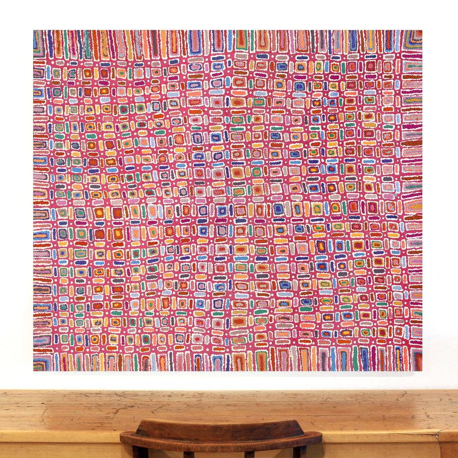 Aboriginal Artwork by Lynette Nangala Singleton, Ngapa Jukurrpa - Puyurru, 122x107cm